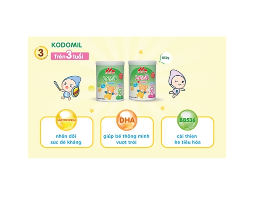 Sữa Bột Kodomil Hương Vani Cho Bé Từ 3 Tuổi 850g Morinaga ảnh 3