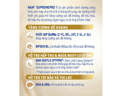 Sữa Nan Supreme Pro Số 1 Bổ Sung 5HMO Cho Bé 0-6 Tháng 800g Nestlé ảnh 9