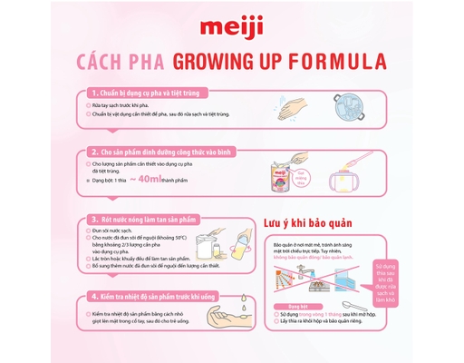 Sữa Bột Ezcube Growing Up Formula Cho Bé 1-3 Tuổi 800g Meiji ảnh 5