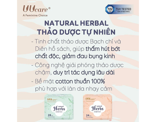 Băng Vệ Sinh Thảo Dược Siêu Mỏng Cánh 24cm 12 Miếng Uucare ảnh 3