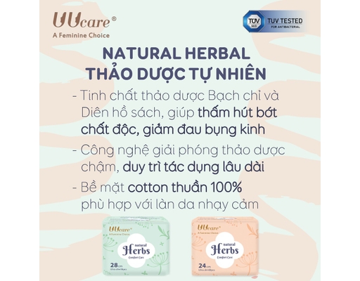 Băng Vệ Sinh Thảo Dược Siêu Mỏng Cánh Ban Đêm 28cm - 10 Miếng Uucare ảnh 2