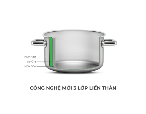 Bộ Nồi Inox Liền Khối Trimax Eco EL-8005 Size 18,20,26, Quánh 16cm Elmich ảnh 8