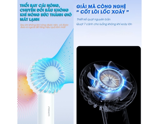 Quạt Không Dây Mini HJ-F17 Màu Tím Pisen ảnh 5