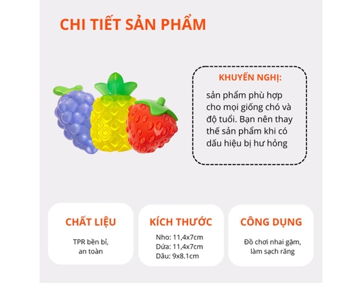 Đồ Chơi Nhai Gặm Cho Chó Phát Ra Tiếng Hình Chùm Nho FOFOS ảnh 2