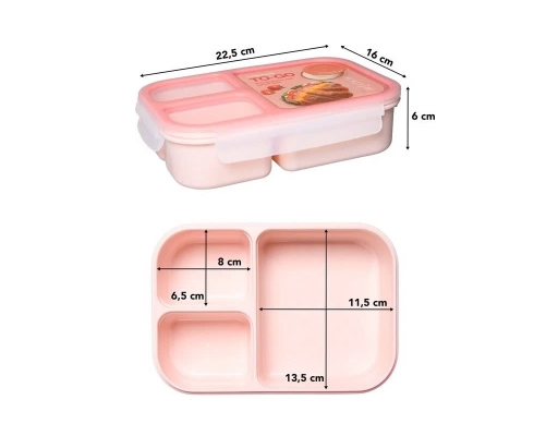Hộp Cơm 3 Ngăn LocknLock To-Go HPL781PIK 980ml Màu Hồng