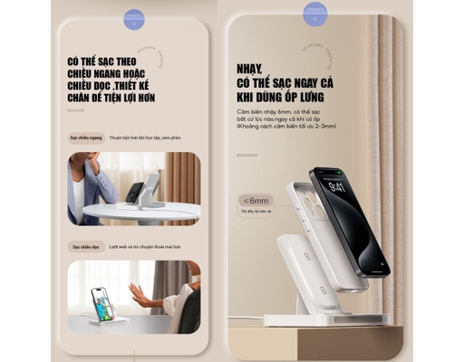 Sạc Pro Wireless Magsafe 3-In-1 XY-C56 Màu Trắng Pisen ảnh 1