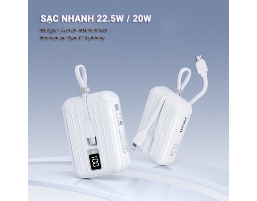 Sạc Dự Phòng Quick-Powerlink Tiny TS-D326 22.5W Màu Trắng Pisen ảnh 5
