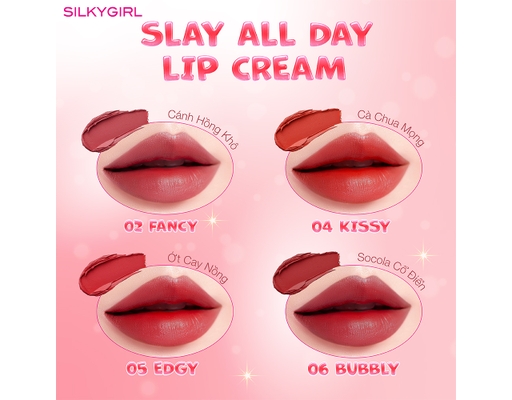 Son Kem Lì Slay All Day Màu #02 Hồng Đất 2ml Silkygirl ảnh 5
