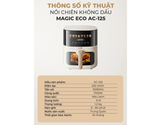 Nồi Chiên Không Dầu ECO AC-125 Dung Tích 6L Magic ảnh 11