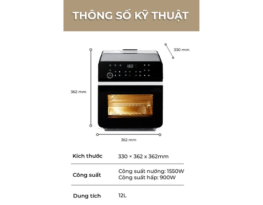 Nồi Chiên Không Dầu Kết Hợp Hấp ECO S12 Dung Tích 12L Magic ảnh 14