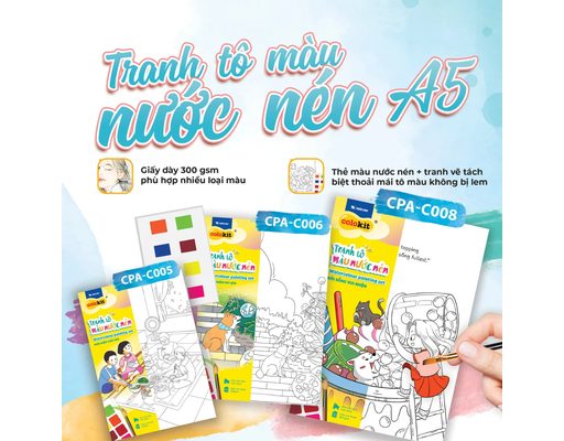 Tranh Tô Màu Nước Dạng Nén CPA-C008 Mẫu Đời Sống Vui Nhộn Thiên Long ảnh 2