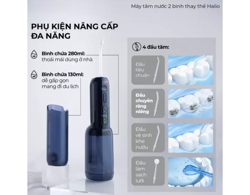 Máy Tăm Nước 2 Bình Thay Thế Ultraclean Express Hydro Floss Màu Xanh Halio ảnh 7