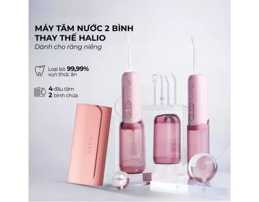 Máy Tăm Nước 2 Bình Thay Thế Ultraclean Express Hydro Floss Màu Hồng Halio ảnh 1