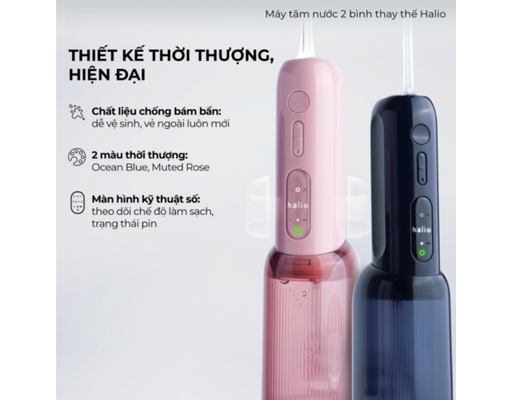 Máy Tăm Nước 2 Bình Thay Thế Ultraclean Express Hydro Floss Màu Hồng Halio ảnh 5