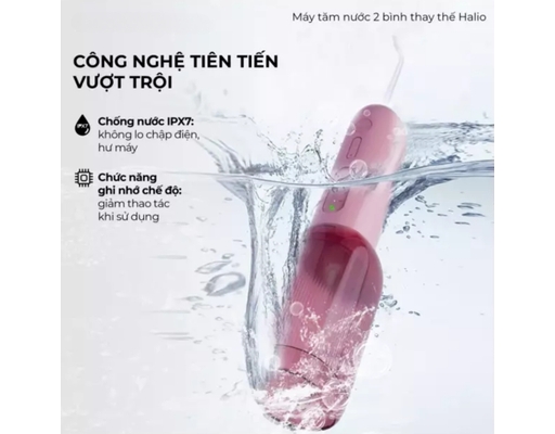 Máy Tăm Nước 2 Bình Thay Thế Ultraclean Express Hydro Floss Màu Hồng Halio ảnh 6
