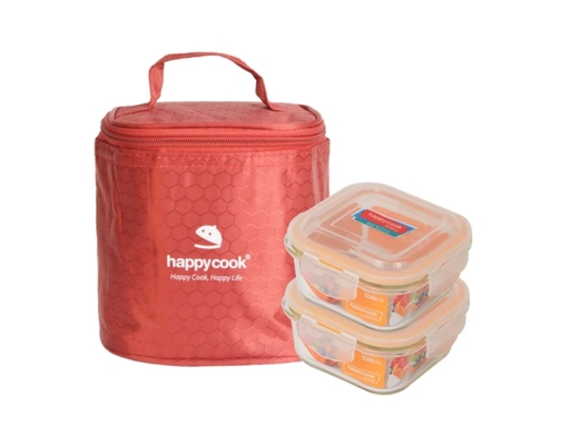 Bộ 2 Hộp Thủy Tinh Vuông HCG-02SB 520ml Happy Cook ảnh 0