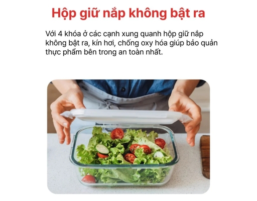 Bộ 2 Hộp Thủy Tinh Vuông HCG-02SB 520ml Happy Cook ảnh 4
