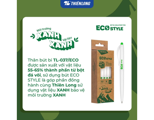 Bút Bi TL-038/ECO Mực Xanh Thiên Long ảnh 2