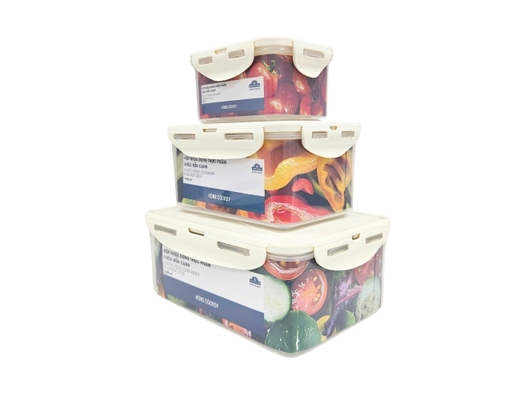 Bộ 3 Hộp Nhựa Đựng Thực Phẩm Khóa Bốn Cạnh HÓME CÓORDY ảnh 2