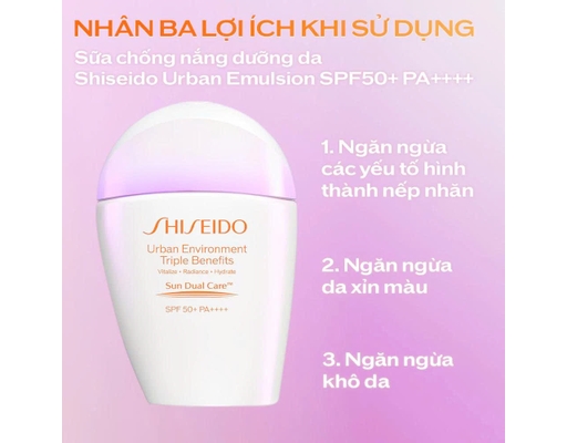 Sữa Chống Nắng Nâng Tông Và Bảo Vệ Da Khỏi Ô Nhiễm Môi Trường Urban Environment Triple Beauty Suncare Emulsion 30ml SHISEIDO ảnh 1