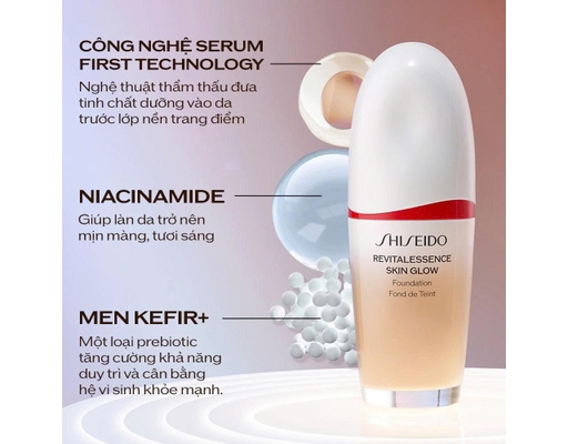 Kem Nền Dạng Lỏng Cho Lớp Nền Căng Bóng Revitalessence Skin Glow Foundation Màu 140 30ml SHISEIDO ảnh 2