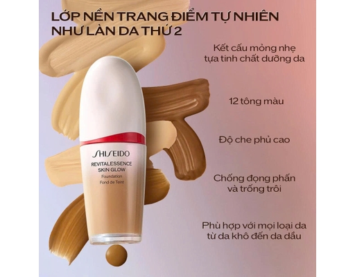 Kem Nền Dạng Lỏng Cho Lớp Nền Căng Bóng Revitalessence Skin Glow Foundation Màu 120 30ml SHISEIDO ảnh 3