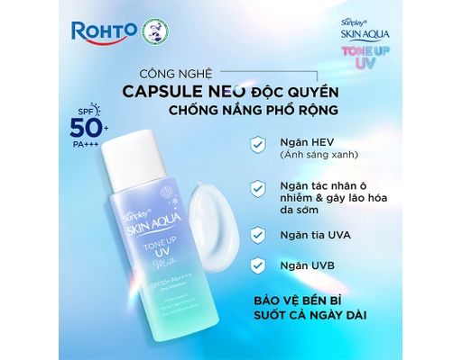 Sữa Chống Nắng Hiệu Chỉnh Sắc Da Skin Aqua Tone Up Milk Blue SPF50 PA++++ 50g Sunplay ảnh 4