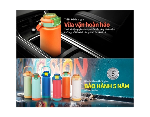 Bình Giữ Nhiệt Superwide 530ml Màu Xanh Nắp Xanh La Gourmet ảnh 4