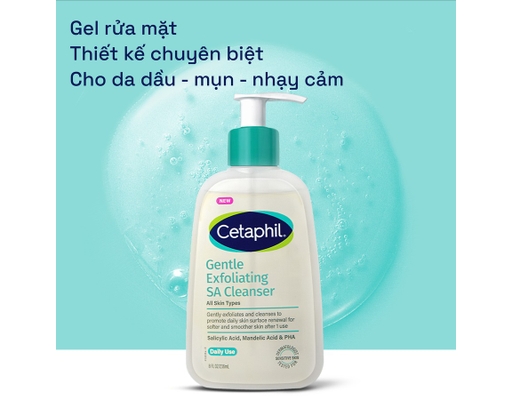Gel Rửa Mặt Sạch Dầu Nhờn Và Tẩy Da Chết Dịu Nhẹ Gentle Exfoliating SA Cleanser 236ml Cetaphil ảnh 1