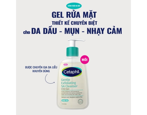 Gel Rửa Mặt Sạch Dầu Nhờn Và Tẩy Da Chết Dịu Nhẹ Gentle Exfoliating SA Cleanser 473ml Cetaphil ảnh 2