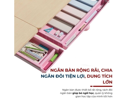 Bàn Học Thông Minh Sakawin S110 110x60cm Màu Hồng