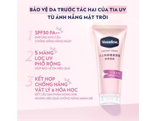 Kem Dưỡng Thể Nâng Tông Radiant Cream SPF30+ PA++ 150g Vaseline ảnh 3