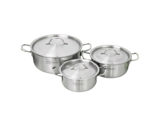 Bộ 3 Nồi Inox 1 Đáy Nắp Inox HT Cook HT-06DN Fivestar ảnh 0