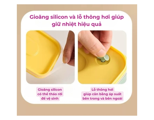 Camen Cơm Màu Cam/Xanh 1 Ngăn 0.6L Tuyết Mai ảnh 5