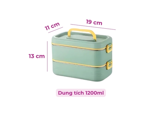Camen Cơm Màu Cam/Xanh 2 Ngăn 1.2L Tuyết Mai ảnh 1