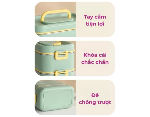 Camen Cơm Màu Cam/Xanh 2 Ngăn 1.2L Tuyết Mai ảnh 2