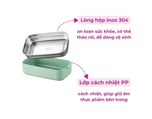 Camen Cơm Màu Cam/Xanh 2 Ngăn 1.2L Tuyết Mai ảnh 3