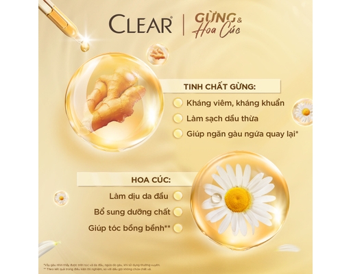 Dầu Gội Sạch Gàu Gừng Và Hoa Cúc 630g Clear ảnh 1