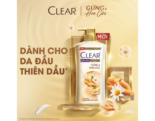 Dầu Gội Sạch Gàu Gừng Và Hoa Cúc 630g Clear ảnh 4