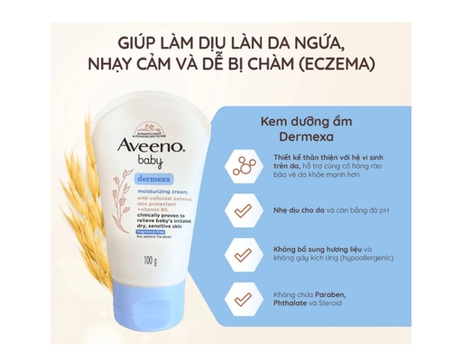 Kem Dưỡng Ẩm Làm Dịu Da Ngứa, Dễ Chàm Dermexa 100g Aveeno Baby ảnh 1
