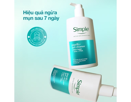 Gel Rửa Mặt Sạch Thoáng Cho Da Dầu Mụn Purify+ 240ml Simple ảnh 2