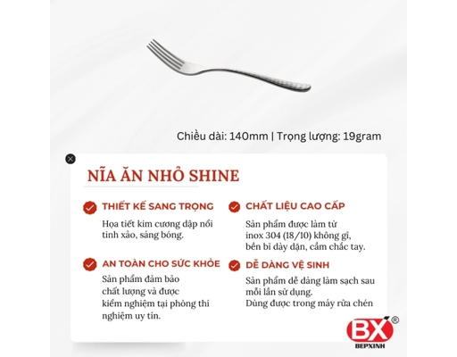 Vỉ 2 Nĩa Ăn Inox 304 Kim Cương Size Nhỏ Bếp Xinh ảnh 1