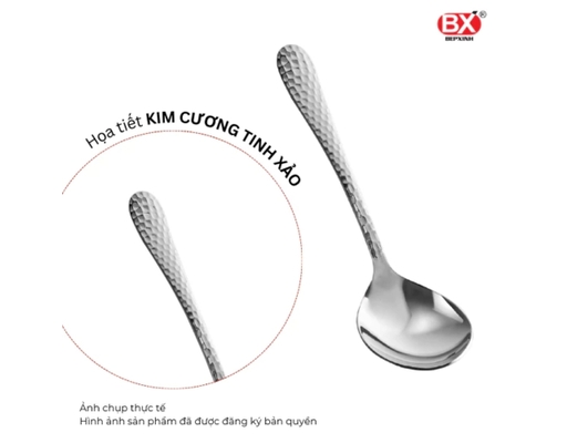 Vỉ 2 Muỗng Ăn Lớn Inox 304 Kim Cương Bếp Xinh ảnh 1