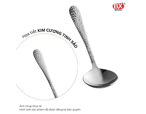 Vỉ 2 Muỗng Súp Tròn Inox 304 Kim Cương Bếp Xinh ảnh 1