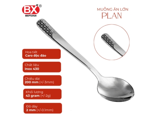 Vỉ 2 Muỗng Ăn Lớn Inox Xoáy Hoa Bếp Xinh ảnh 1