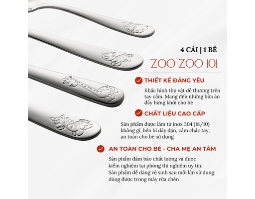 Bộ Đồ Ăn Inox Zoo Zoo Bếp Xinh ảnh 3