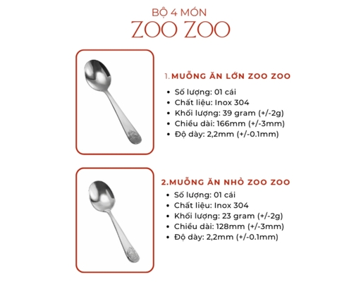 Bộ Đồ Ăn Inox Zoo Zoo Bếp Xinh ảnh 4
