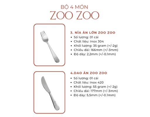 Bộ Đồ Ăn Inox Zoo Zoo Bếp Xinh ảnh 5
