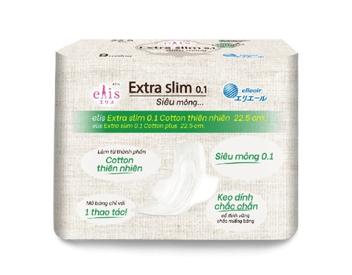 Băng Vệ Sinh Siêu Mỏng Extra Slim Cánh 0.1 22.5cm 9 Miếng Elis ảnh 1