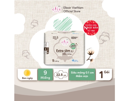 Băng Vệ Sinh Siêu Mỏng Extra Slim Cánh 0.1 22.5cm 9 Miếng Elis ảnh 2